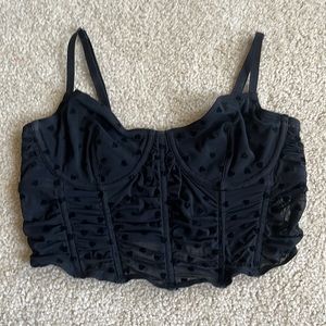 Hollister Black Corset Top With Heart Imprints, XS